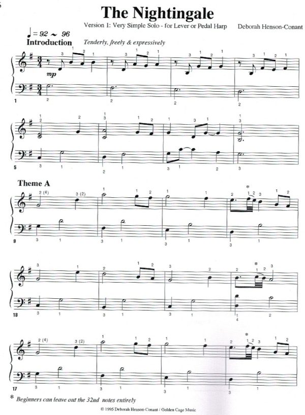 The Nightingale (Harp Solo, Harp & Voice) Henson-Conant D.