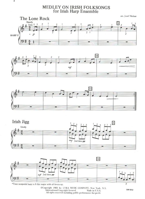 Medley On Irish Folk Songs For Irish Harp Ensemble Molnar J.