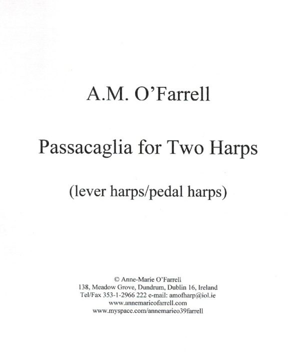 Passacaglia For Two Harps (Harp Duet) O'Farrell A M.