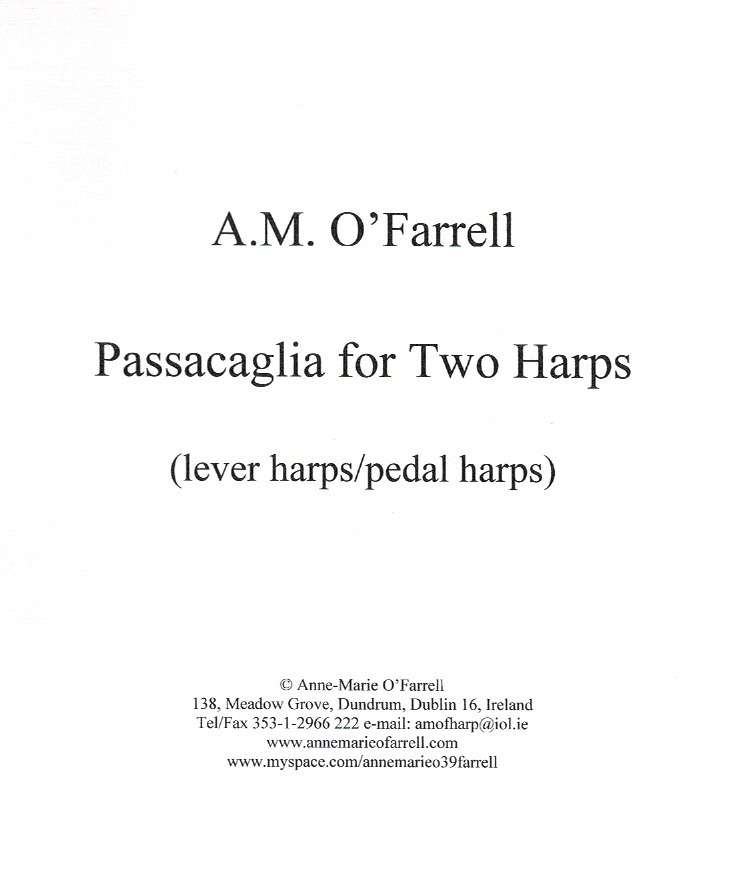 OFARRELL-Passacaglia.jpeg Passacaglia For Two Harps (Harp Duet) O'Farrell A M.
