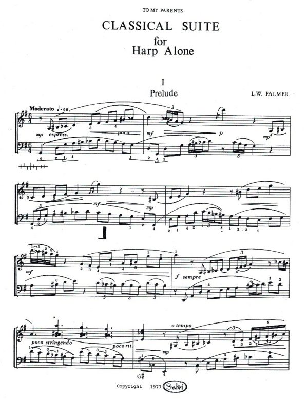 Classical Suite For Harp Alone Palmer L.
