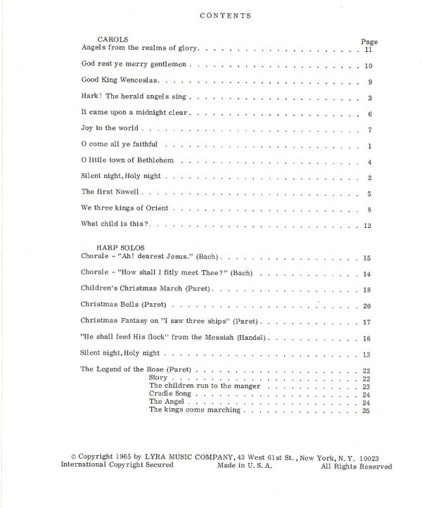 The Harpist's Book Of Christmas Music Paret B.