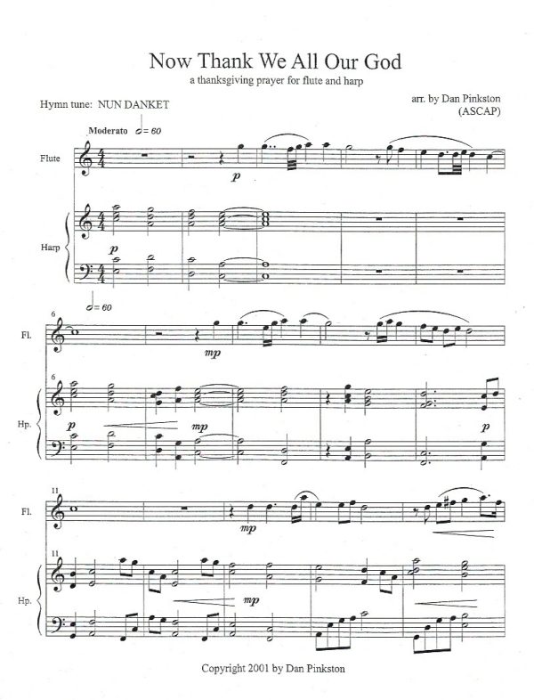 Now Thank We All Our God (Flute and Harp) Pinkston D.