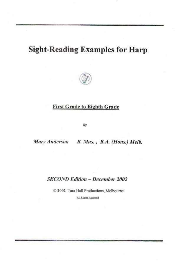 Sight-Reading Examples For Harp First Grade To Eighth Grade Anderson M.