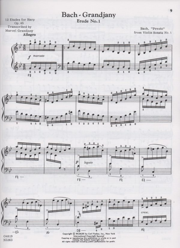 Etudes For Harp Bach J.S.