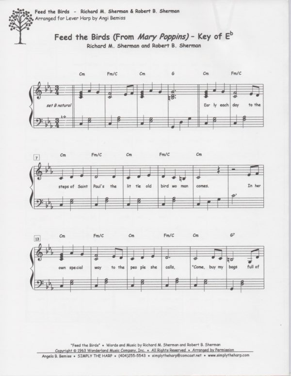 Feed The Birds From Mary Poppins (Key Of C & Eb) Bemiss A.