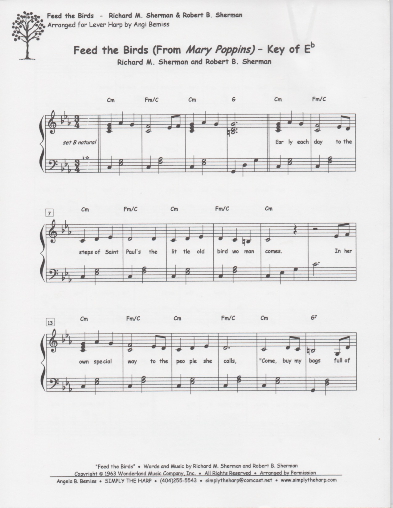 Feed The Birds From Mary Poppins (Key Of C & Eb) Bemiss A.