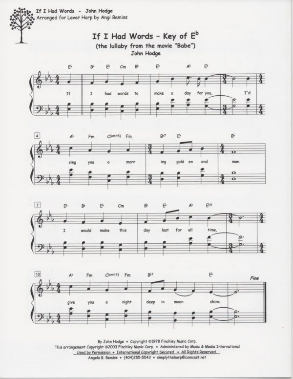 If I Had Words (Key Of C & Eb) Bemiss A.