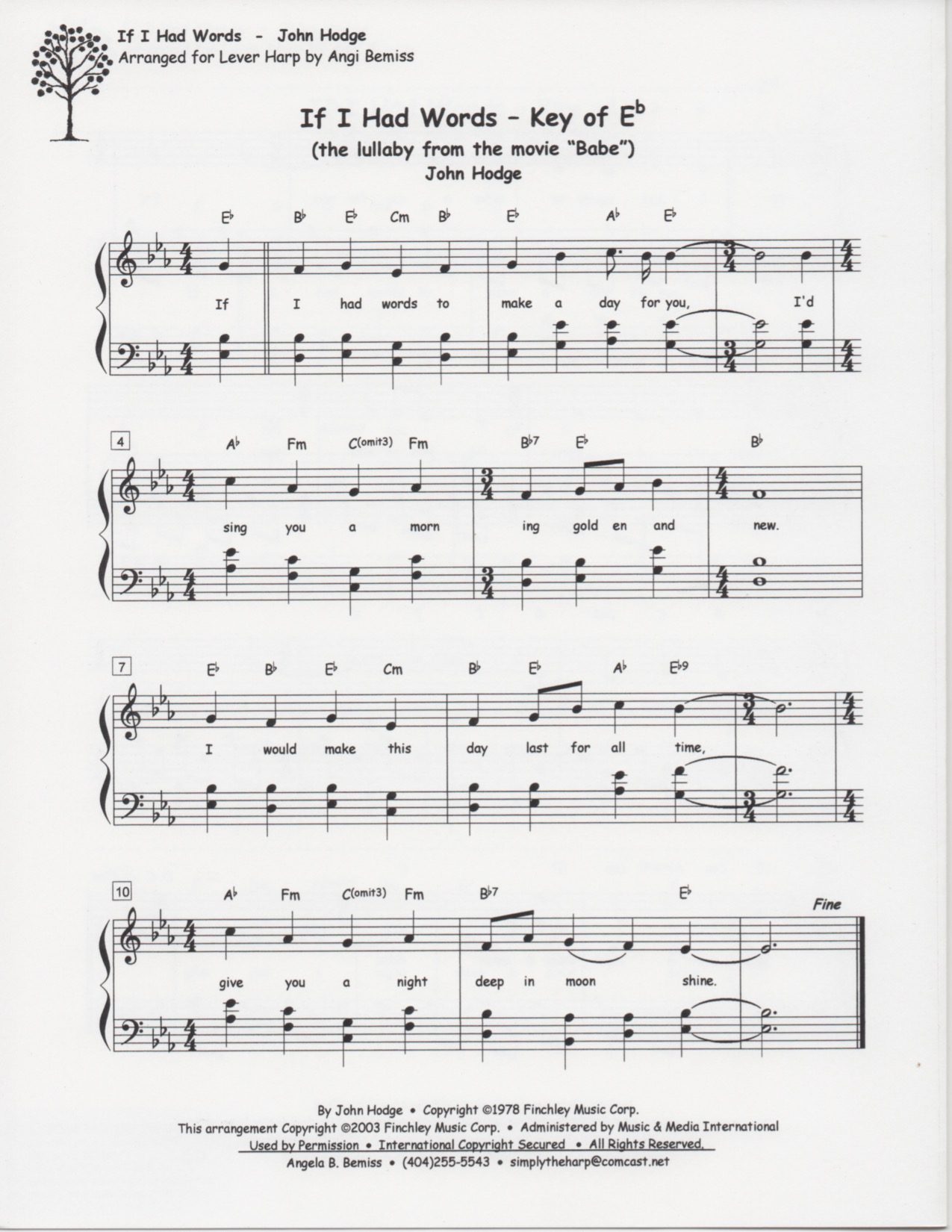 If I Had Words (Key Of C & Eb) Bemiss A.