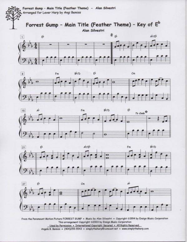 Forrest Gump-Main Title (Feather Theme)(Key Of C & Eb) Bemiss A.