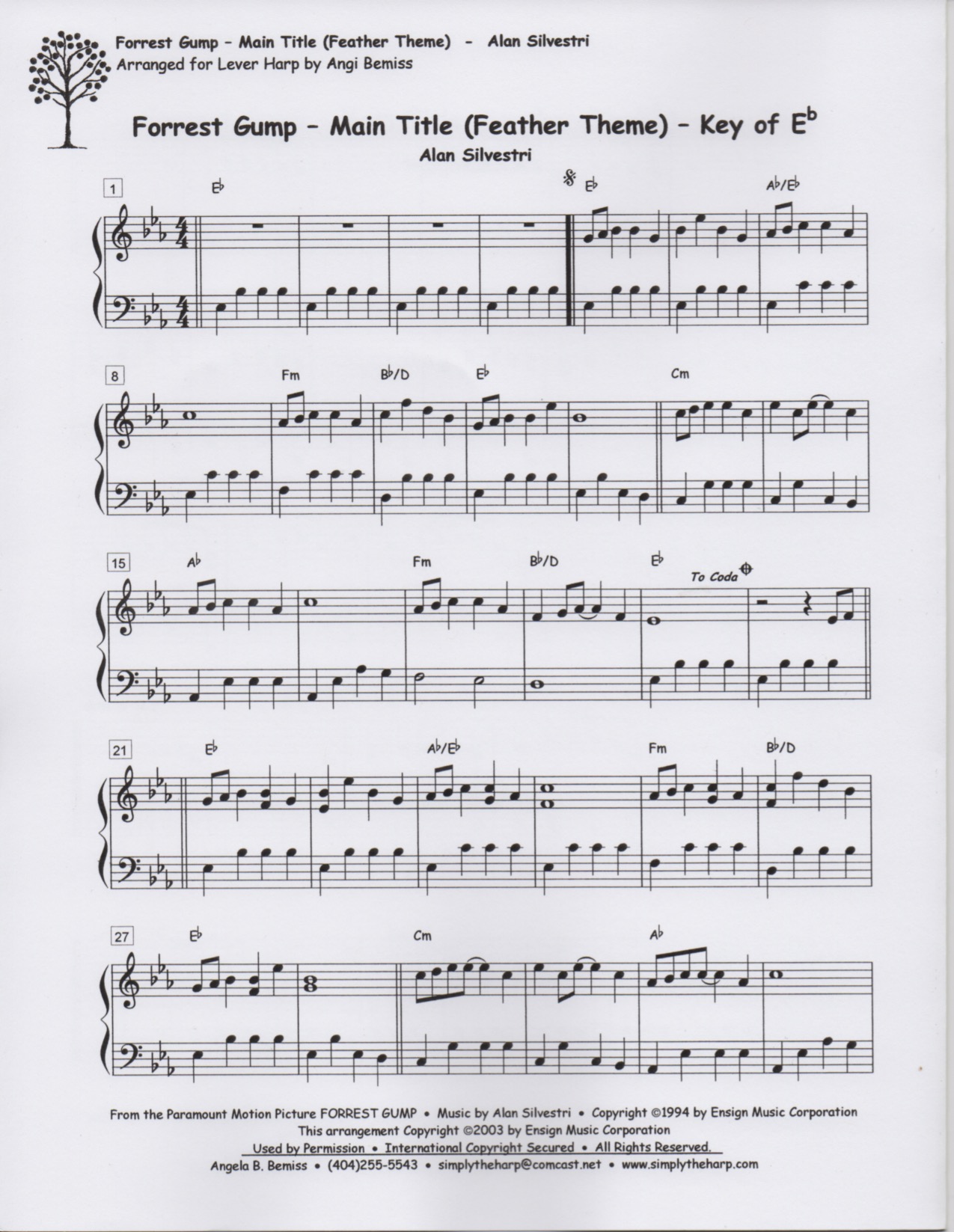 BEMISS-Forest-Gump Forrest Gump-Main Title (Feather Theme)(Key Of C & Eb) Bemiss A.