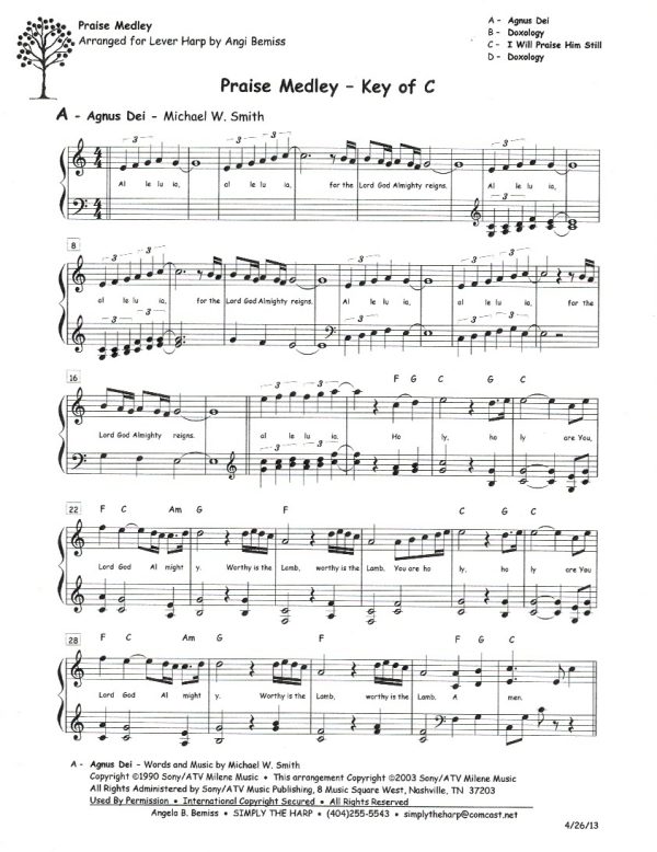 Praise Medley (Key Of C & Eb) Bemiss A.