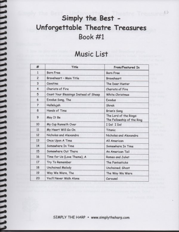 Simply The Best Book #1 Unforgettable Theatre Treasures (Eb Tuning) Bemiss A.