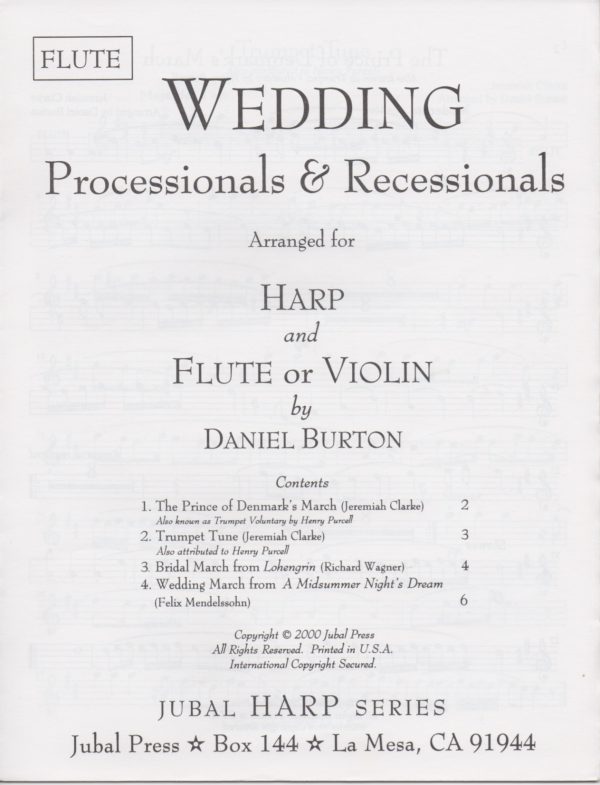 Wedding Processionals And Recessionals (Flute or Violin & Harp) Burton D.