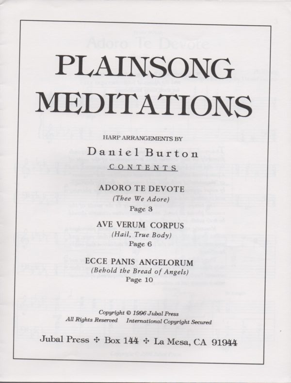 Plainsong Meditations Burton D.