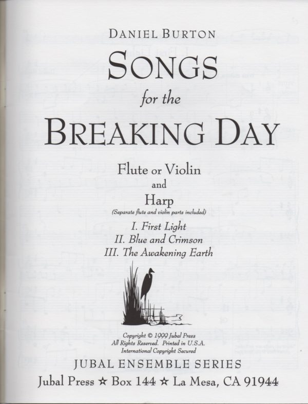 Songs For The Breaking Day (Flute or Violin & Harp) Burton D.