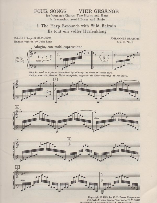 Vier Gesange (Harp Part) Brahms J.