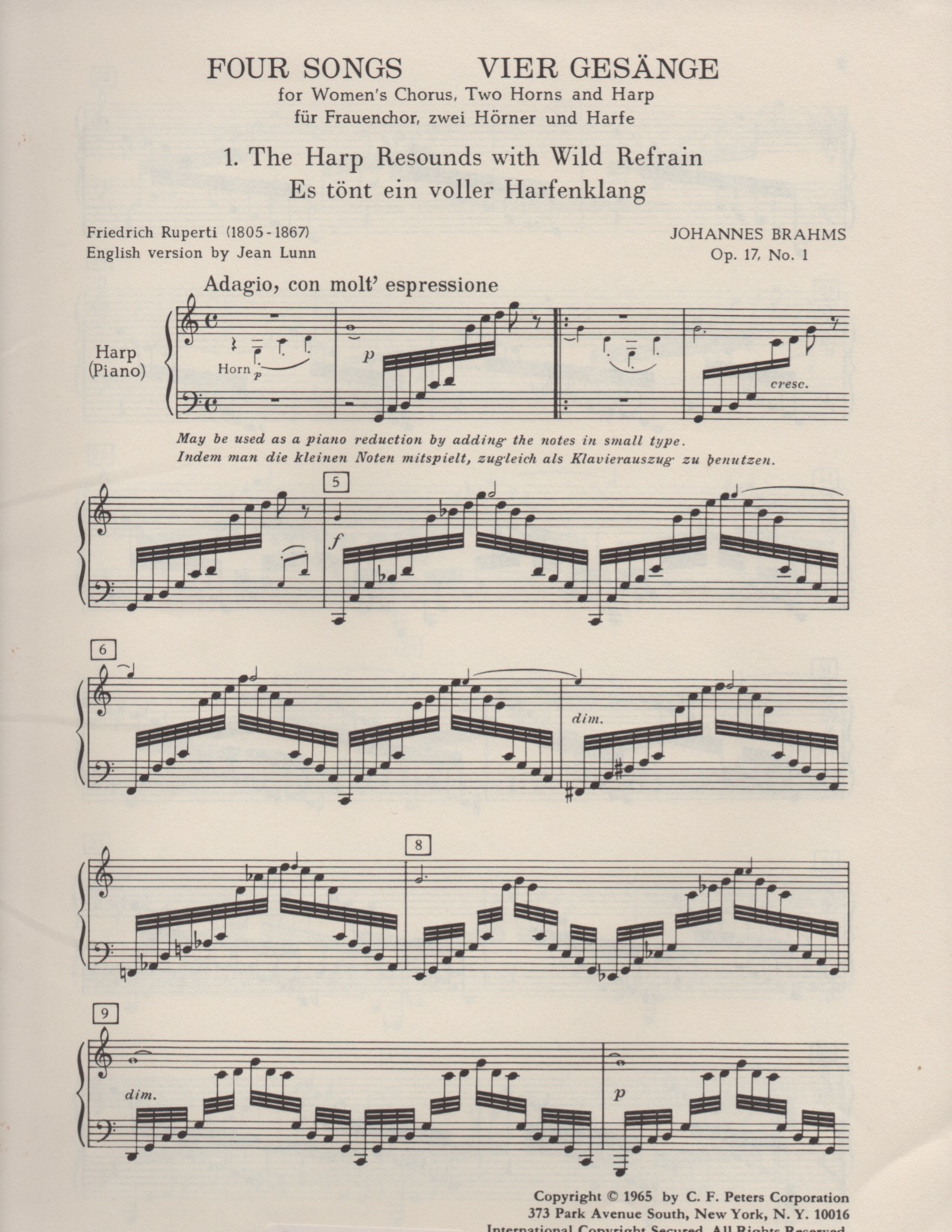 Brahms-Vier-Gesange-Harp-Part-1 Vier Gesange (Harp Part) Brahms J.