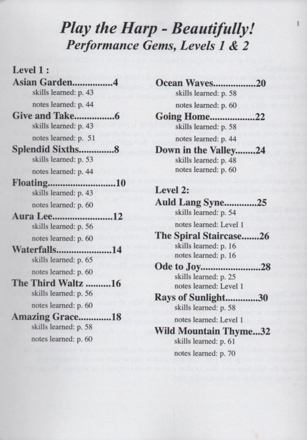 Play The Harp Beautifully Performance Gems Levels 1 & 2 Bruner P.