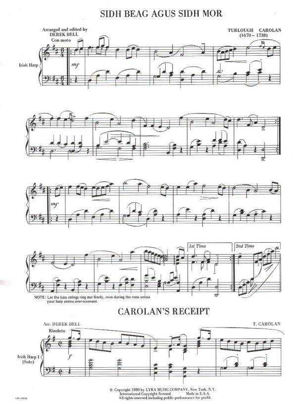 Carolans Receipt (Harp Solo & Harp Ensemble) Bell D.