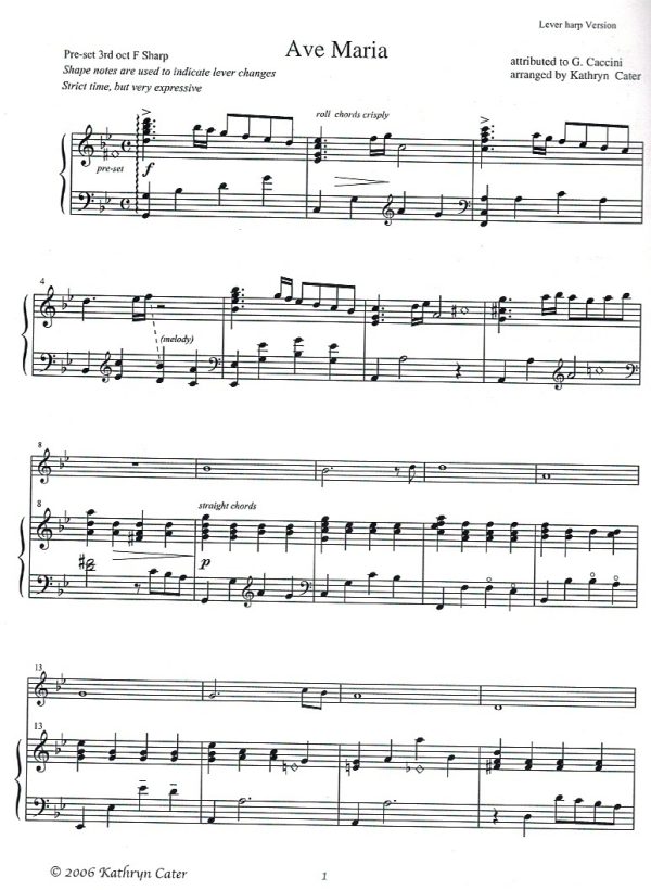 Giulio Caccini Ave Maria (Melody Instrument & Harp) Cater K.