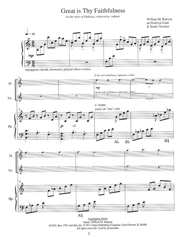 Great Is Thy Faithfulness (Flute & Violin & Harp) Cater K.