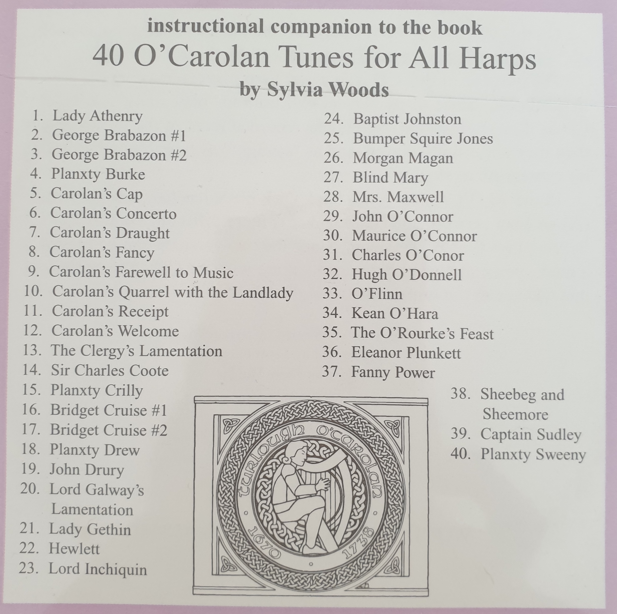 CD-40-OCarolanjpg 40 O'Carolan Tunes For All Harps CD Woods S.