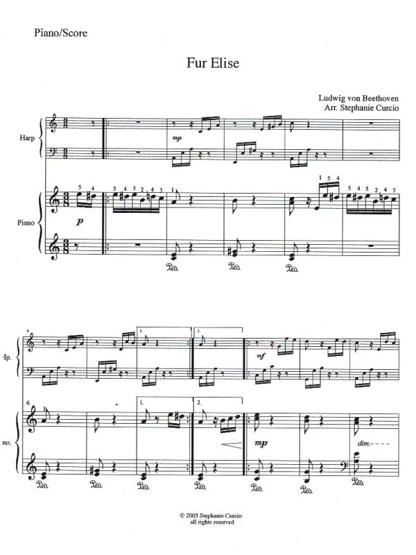 Fur Elise (Piano & Harp) Beethoven L./Curcio S.
