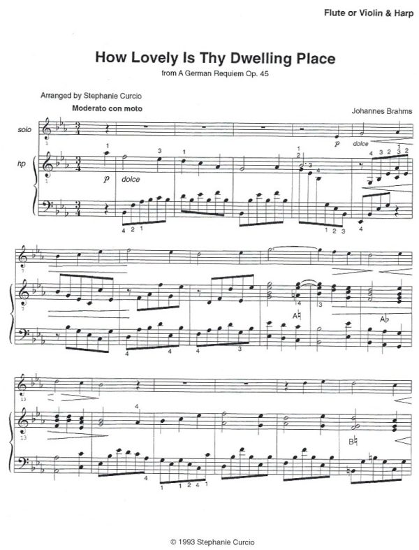 How Lovely Is Thy Dwelling Place (Flute Or Violin Or Cello & Harp) Brahms J./Curcio S.