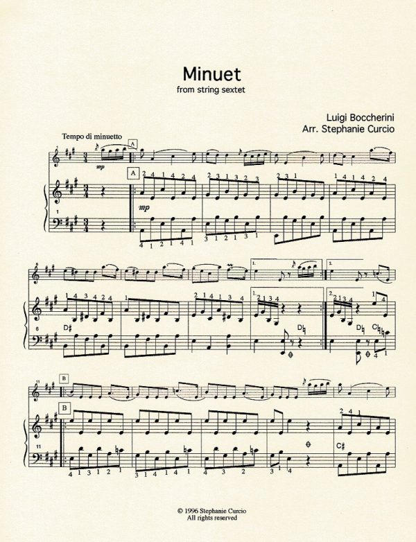 Minuet (Flute Or Violin & Harp) Boccherini L./Curcio S.