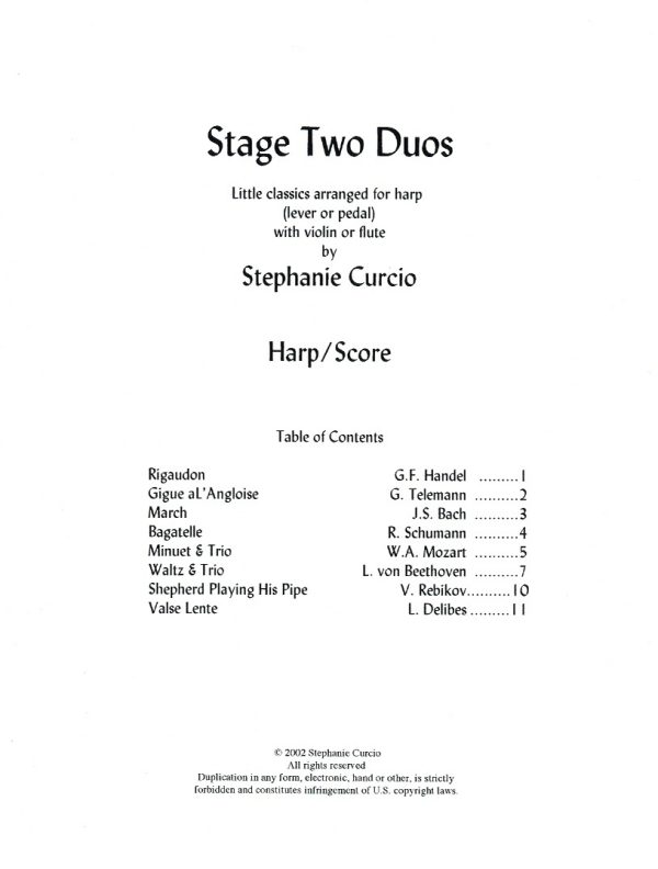 Stage Two Duos (Violin Or Flute & Harp) Curcio S.