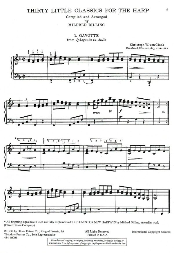 Thirty Little Classics For The Harp Dilling M.