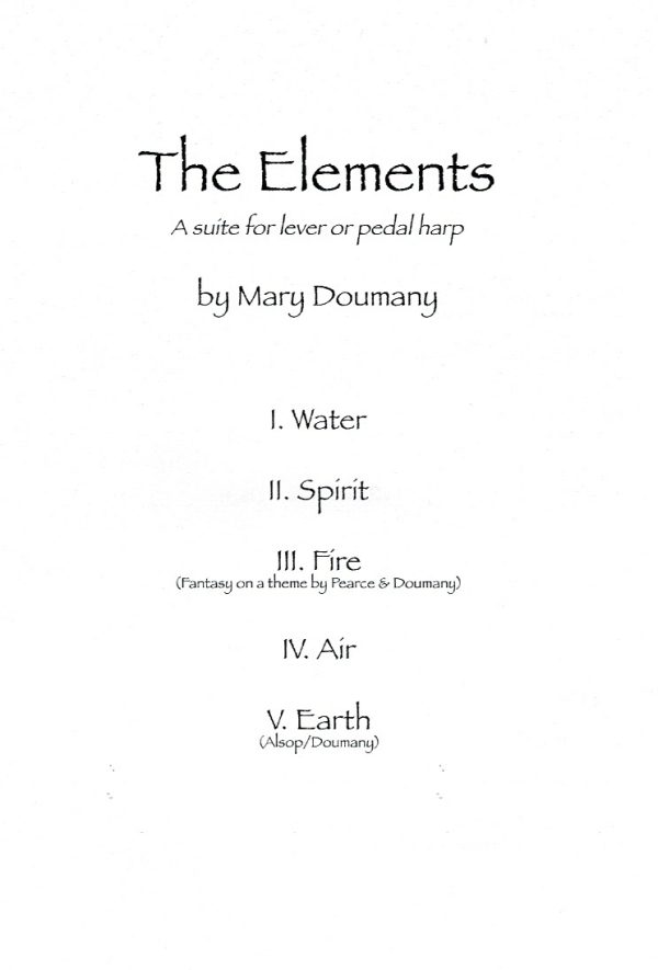 The Elements Suite For Lever Or Pedal Harp Doumany M.