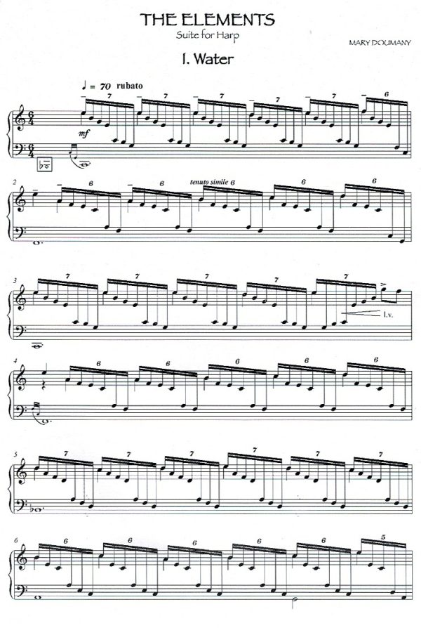 The Elements Suite For Lever Or Pedal Harp Doumany M.