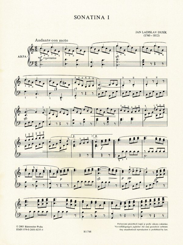 Six Sonatines Pour La Harpe Dusik J.L.