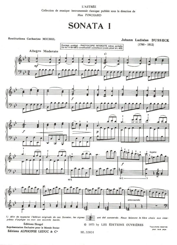 Anthologie De La Musique Pour Harpe Volume One Dusseck J.L.