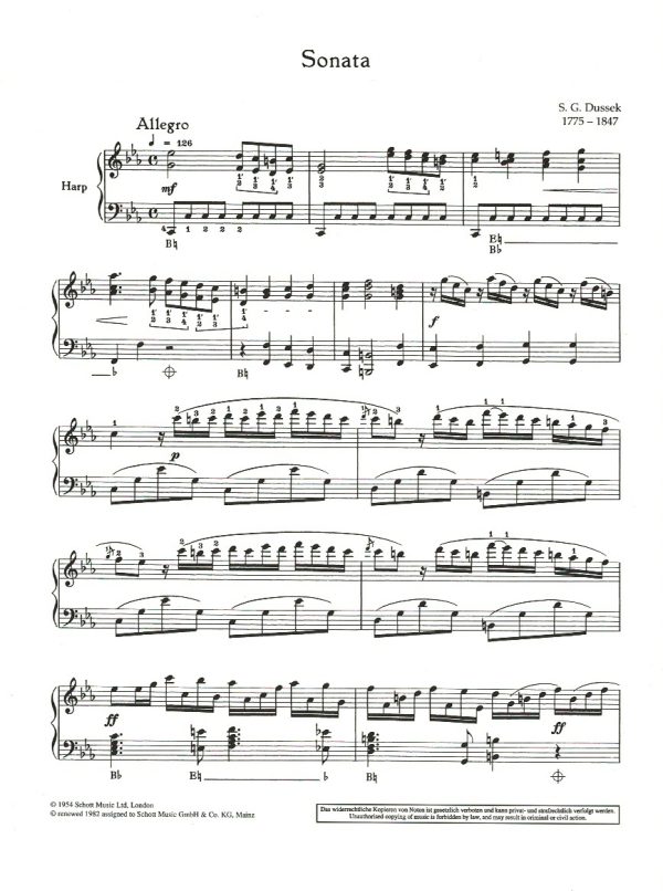 Sonata For Harp C Minor Opus 2 Dussek S.G./Zabaleta N.