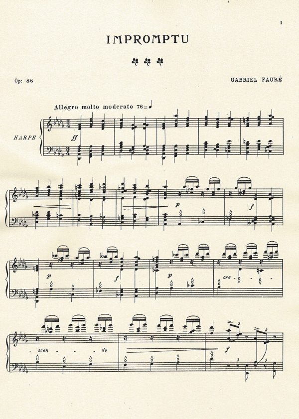 Impromptu Pour La Harpe Op. 86 Faure G.