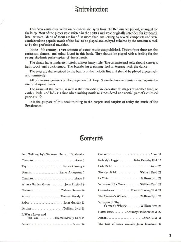 Renaissance Music For The Harp Friou D.