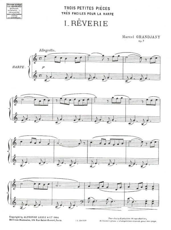 Trois Petites Pieces Op 7 Grandjany M.