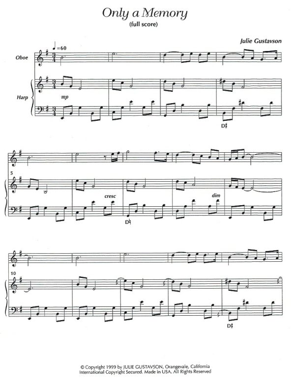 Only A Memory (Oboe & Harp) Gustavson J.