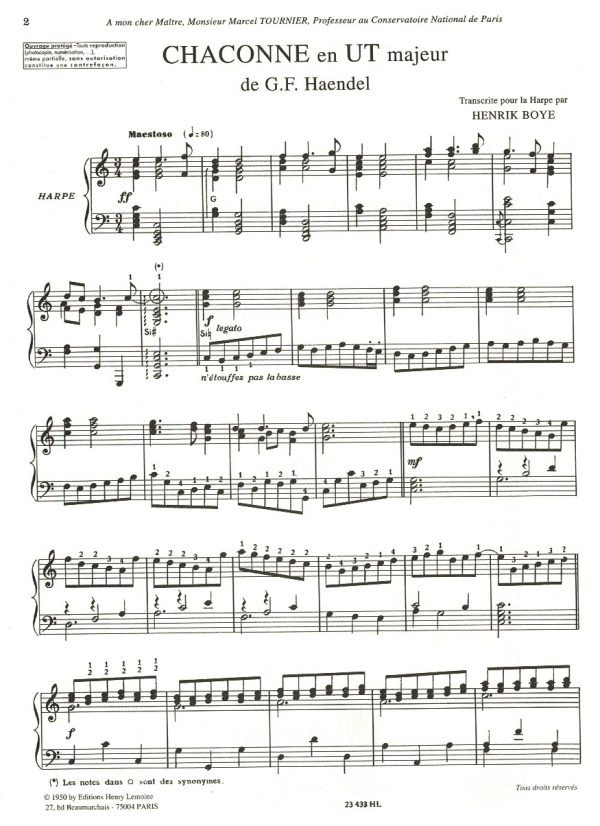 Chaconne En Ut Majeur Haendel G. F.