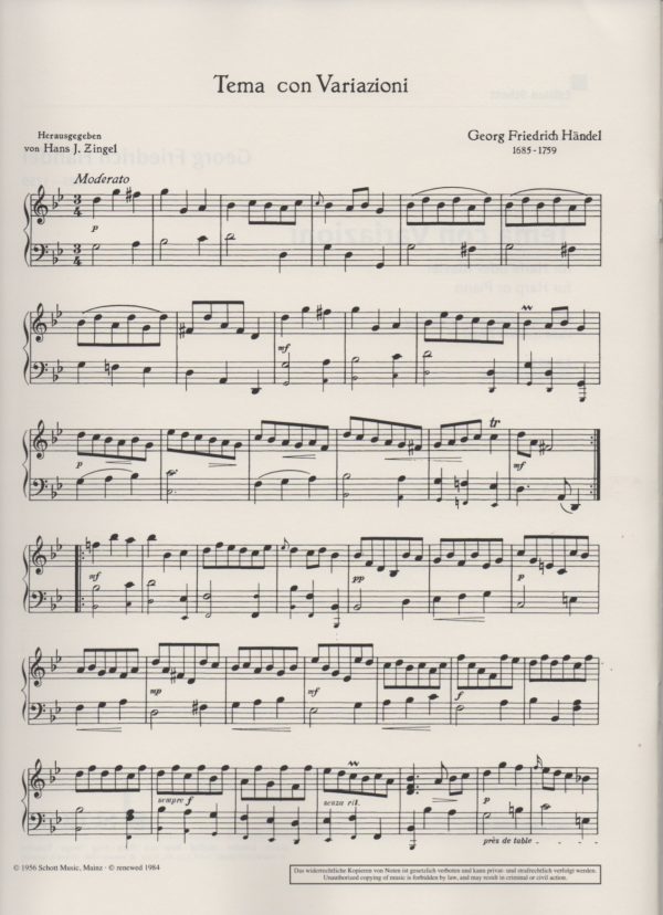 Tema Con Variazioni Handel G.F./Zingel