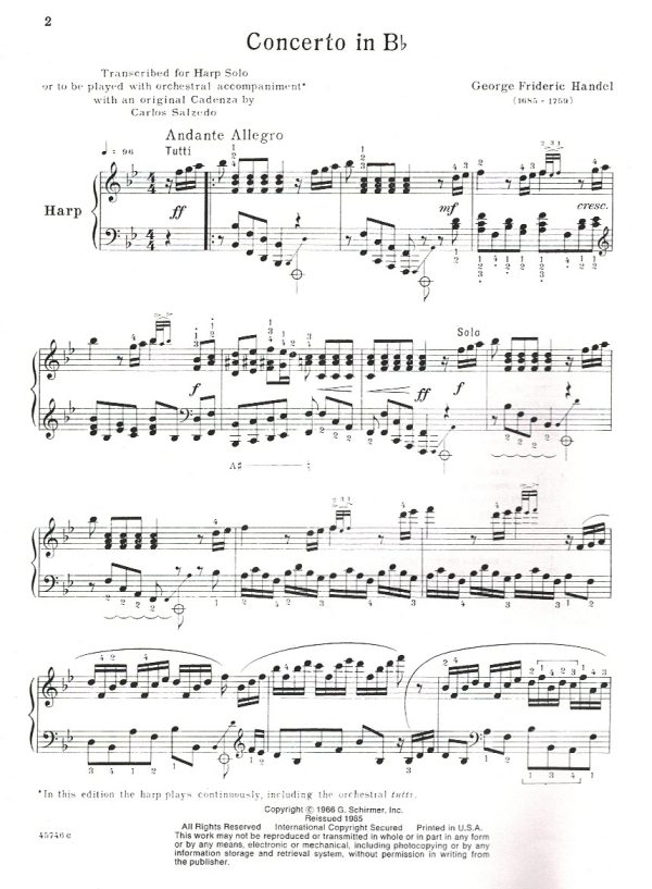 Concerto In Bb Handel G.F./ Salzedo C.