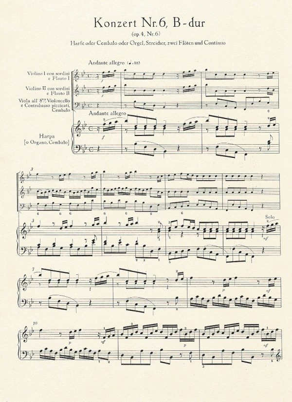 Orgelkonzerte Konzert Nr. 6, B-Dur (Concerto In B-Flat Major Score) Handel G.F.