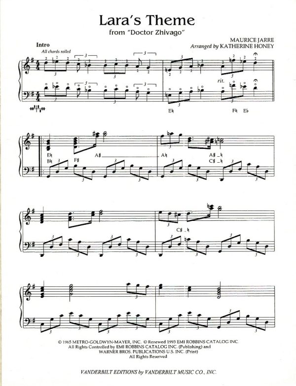Lara's Theme From Dr Zhivago Jarre M./Honey K.