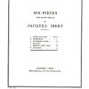 Six Pieces Fantaisie Ibert J.