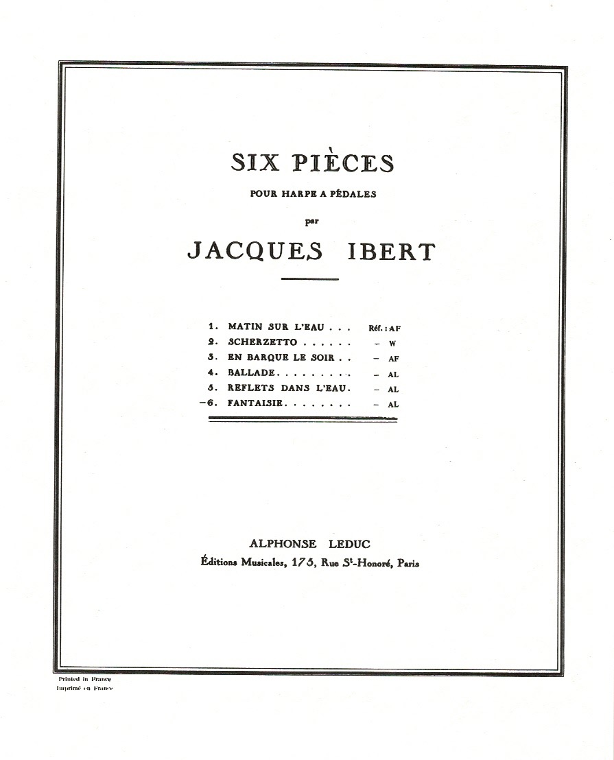 IBERT-Six-Pieces-Fantaisie Six Pieces Fantaisie Ibert J.