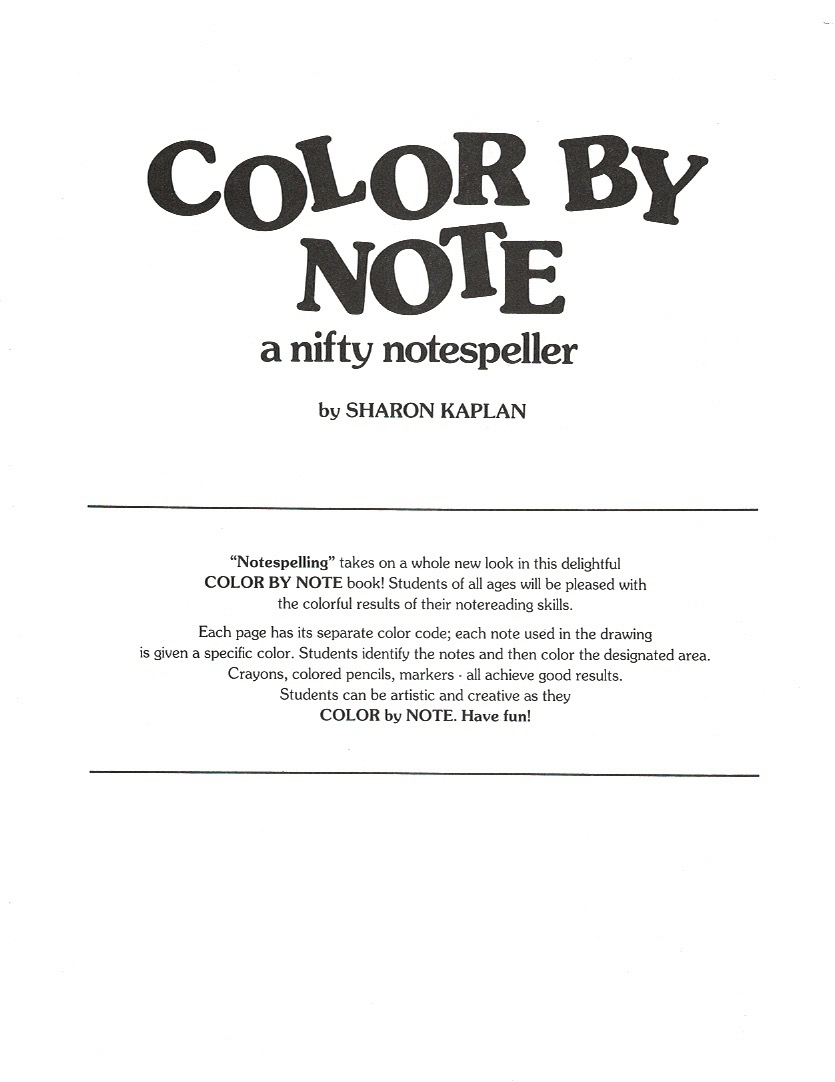 KAPLAN-Color-By-Note Color By Note A Nifty Note Speller Kaplan S.