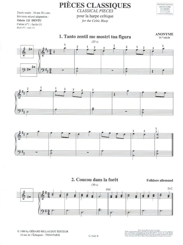 Pieces Classiques Book 1 Le Dentu O.